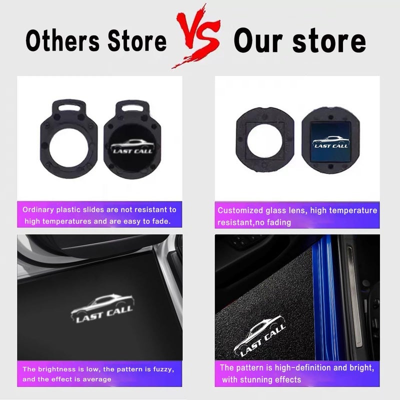 JUNMEI 2PCS Never Fade Door Lights Logo for Dodge Challenger 2015-present, Courtesy LED Welcome Puddle Projection Light Lamps Accessories (LASR Call) - Image 2